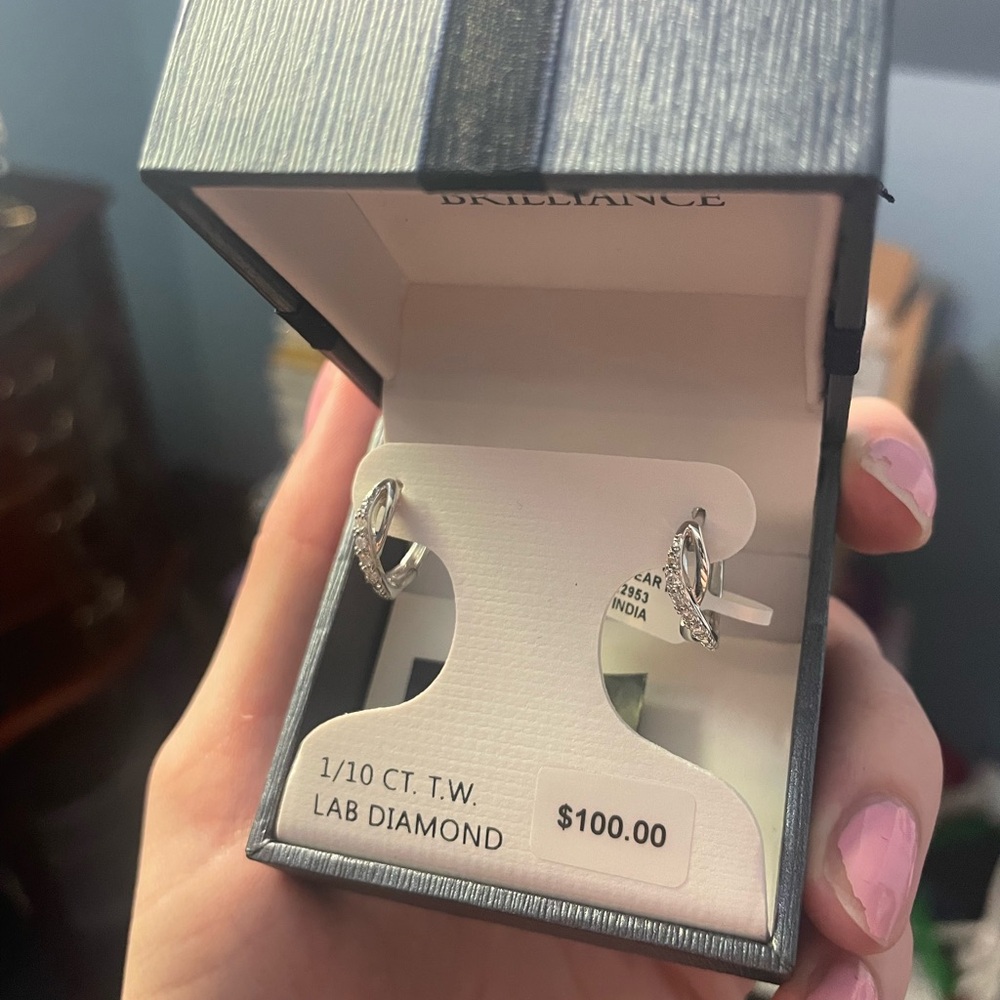 Silver Lab Diamond Earrings